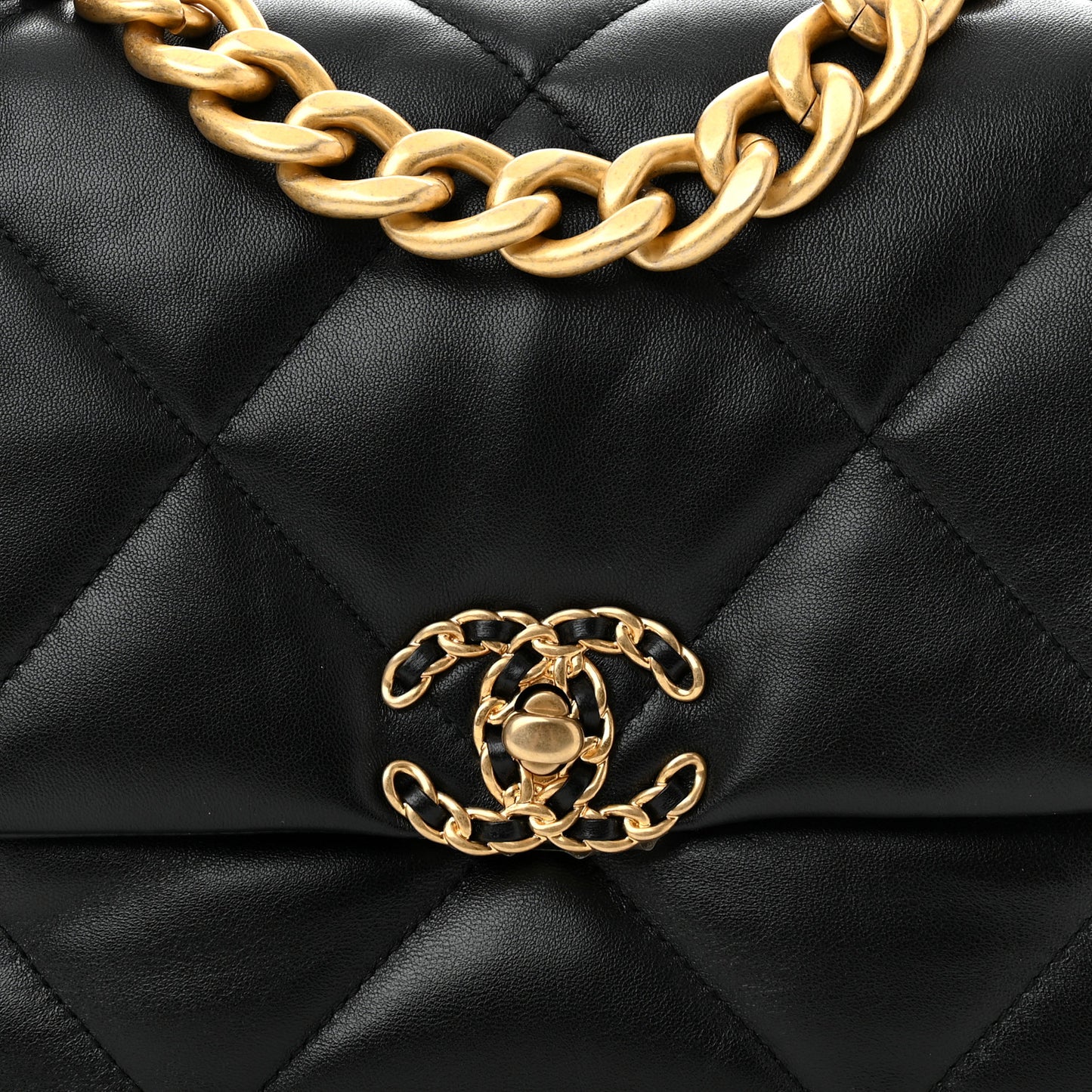 Lambskin Quilted Large Chanel 19 Flap Black