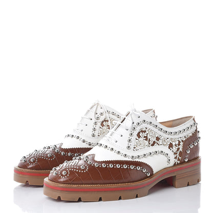 Christian Louboutin Calfskin Studded Womens Crapadonna Oxfords 37 Version Multi 3 of 9