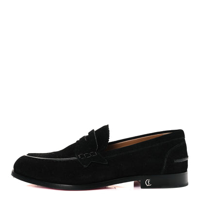 Christian Louboutin Veau Velours Mens No Penny Flat Loafers 41.5 Black 1 of 7