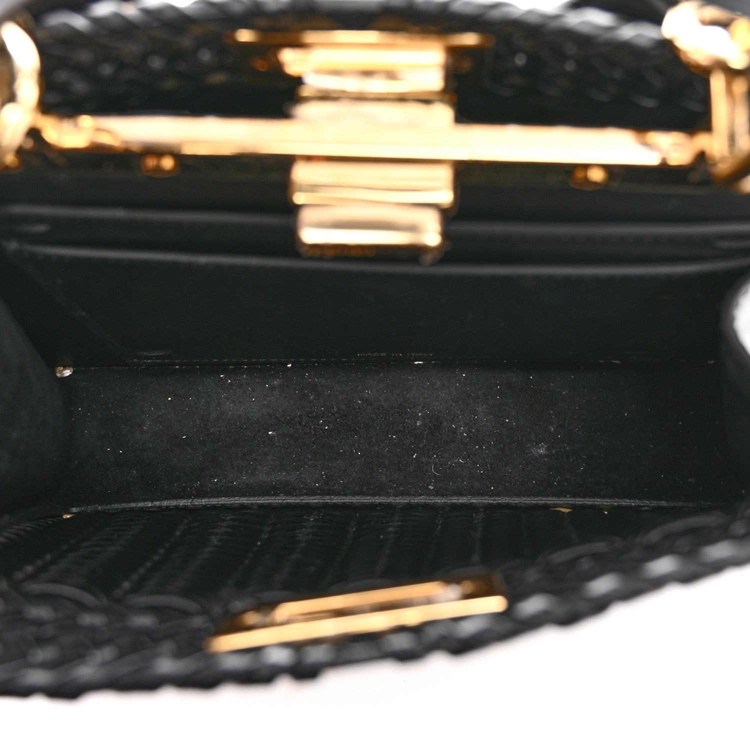 Fendi Vitello King Shiny Nappa Intreccio Petite Peekaboo I SEE U Satchel Black 5 of 12