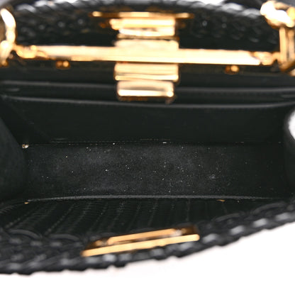 Fendi Vitello King Shiny Nappa Intreccio Petite Peekaboo I SEE U Satchel Black 5 of 12