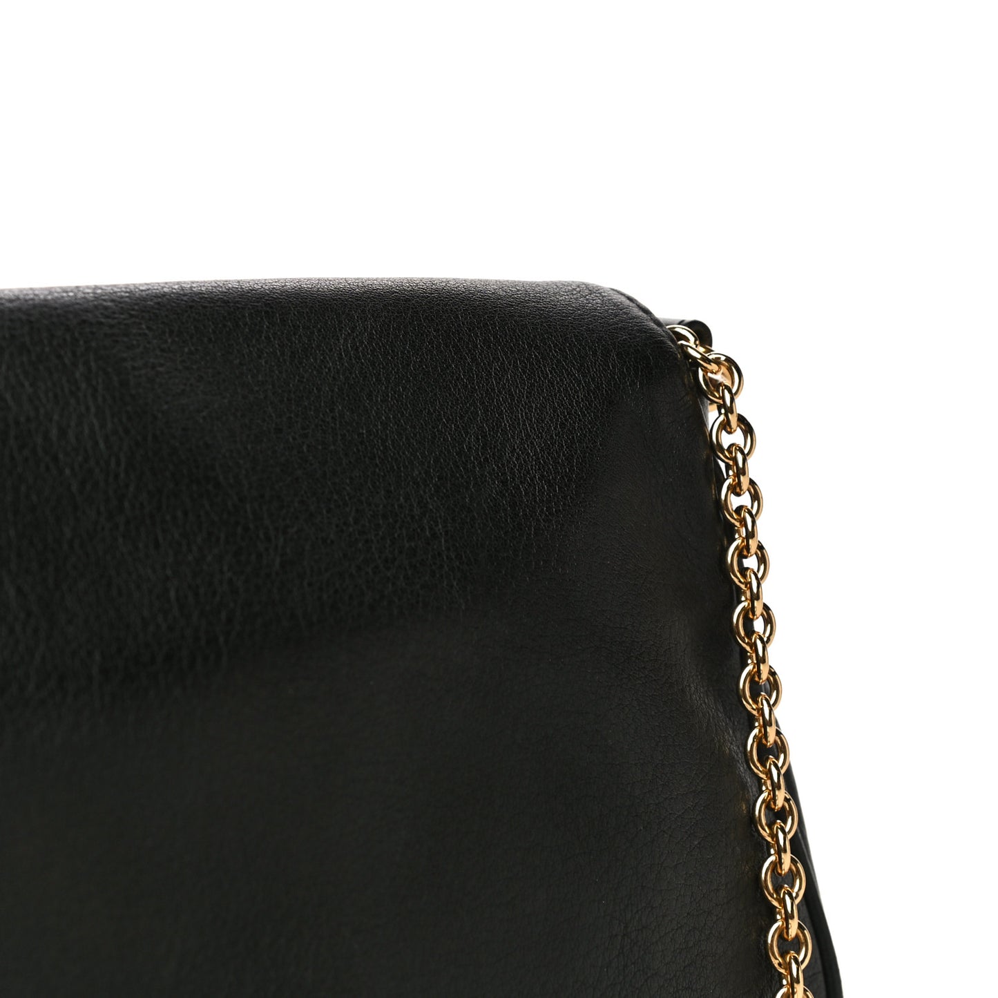 Vitello Flamingo Enamel Fendista Pouchette Crossbody Black