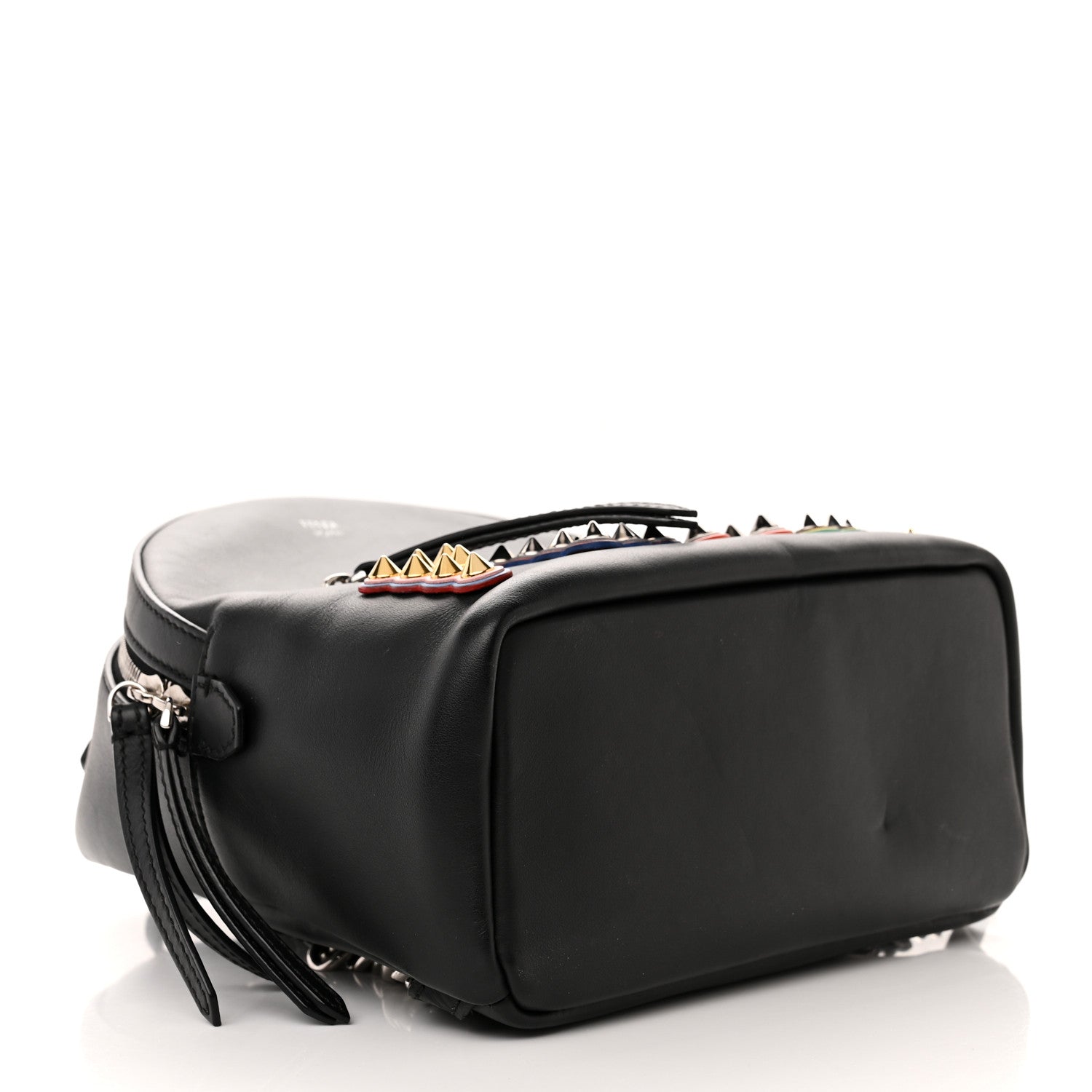 Fendi Vitello Century Fun Fair Metal Studded Mini Backpack Black Multicolor 4 of 12