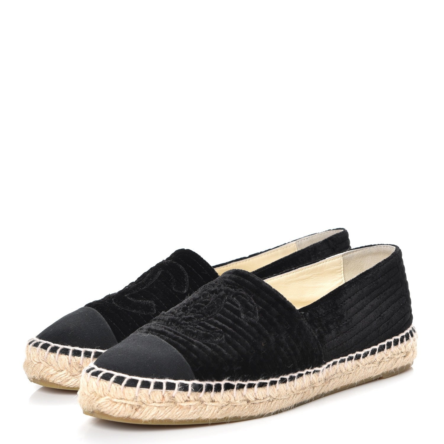 Chanel Velvet Grosgrain CC Espadrilles 37 Black 3 of 10