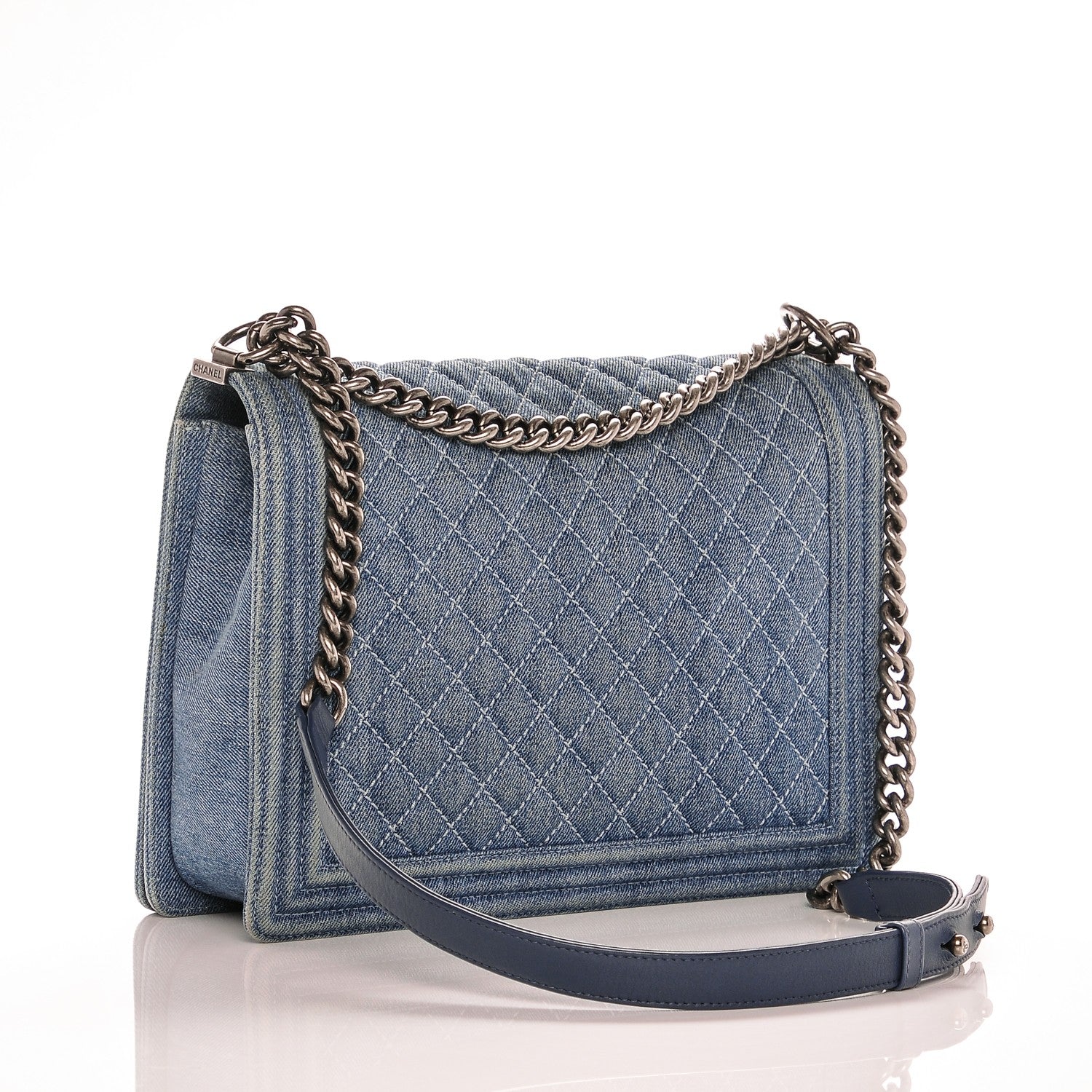 Chanel Denim Quilted Large Boy Flap Blue 3 of 6