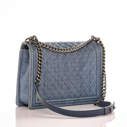 Chanel Denim Quilted Large Boy Flap Blue 3 of 6