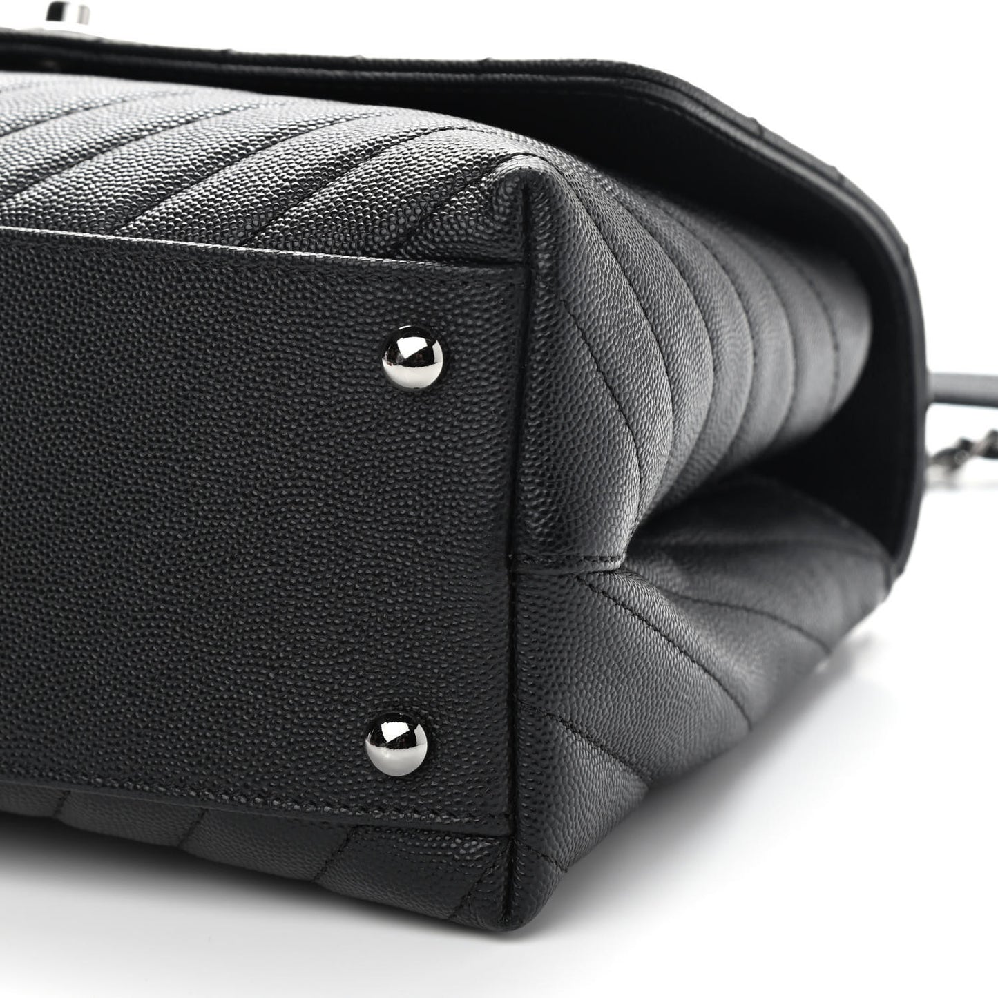 Caviar Chevron Quilted Small Coco Handle Flap Black