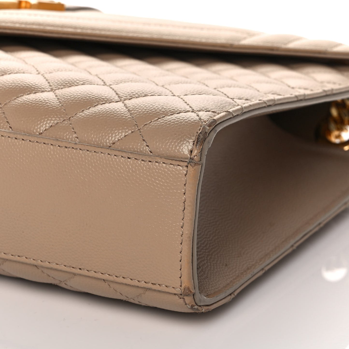 Grain De Poudre Mixed Matelasse Large Triquilt Monogram Satchel Dak Beige