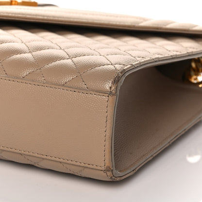 Saint Laurent Grain De Poudre Mixed Matelasse Large Triquilt Monogram Satchel Dak Beige 8 of 8