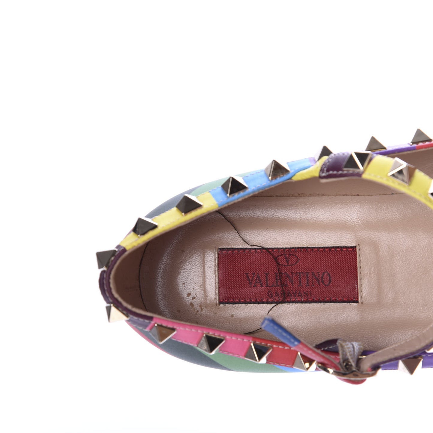 Calfskin 1973 Rockstud Cage Ballerina Flats 36.5 Multicolor