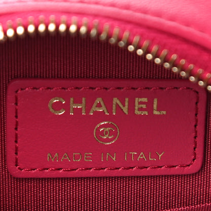 Chanel Goatskin Quilted Chanel 19 Round Clutch With Chain Dark Pink 6 of 11