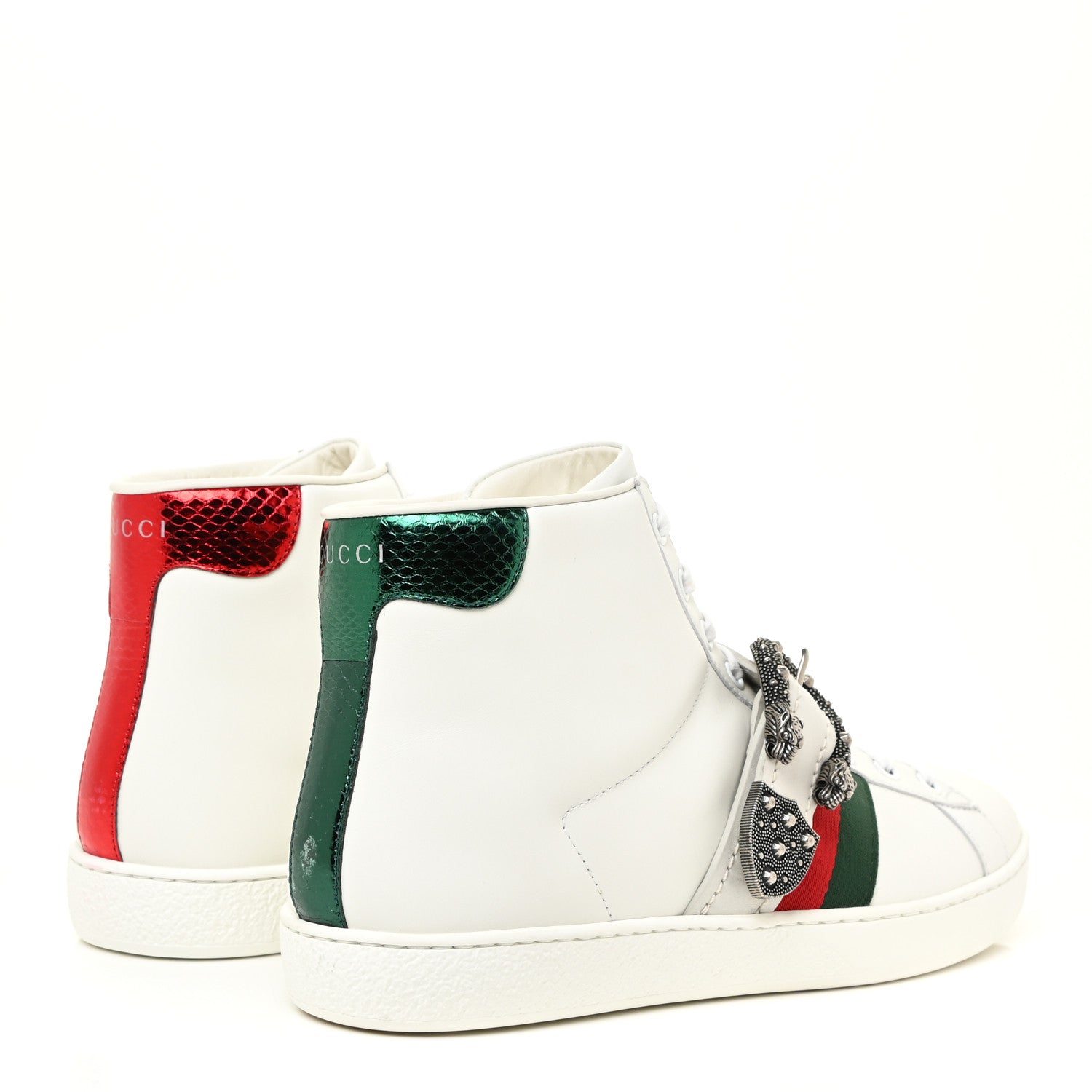 Gucci Calfskin Ayers Web Mens Dionysus High Top Sneakers 7 White 5 of 14