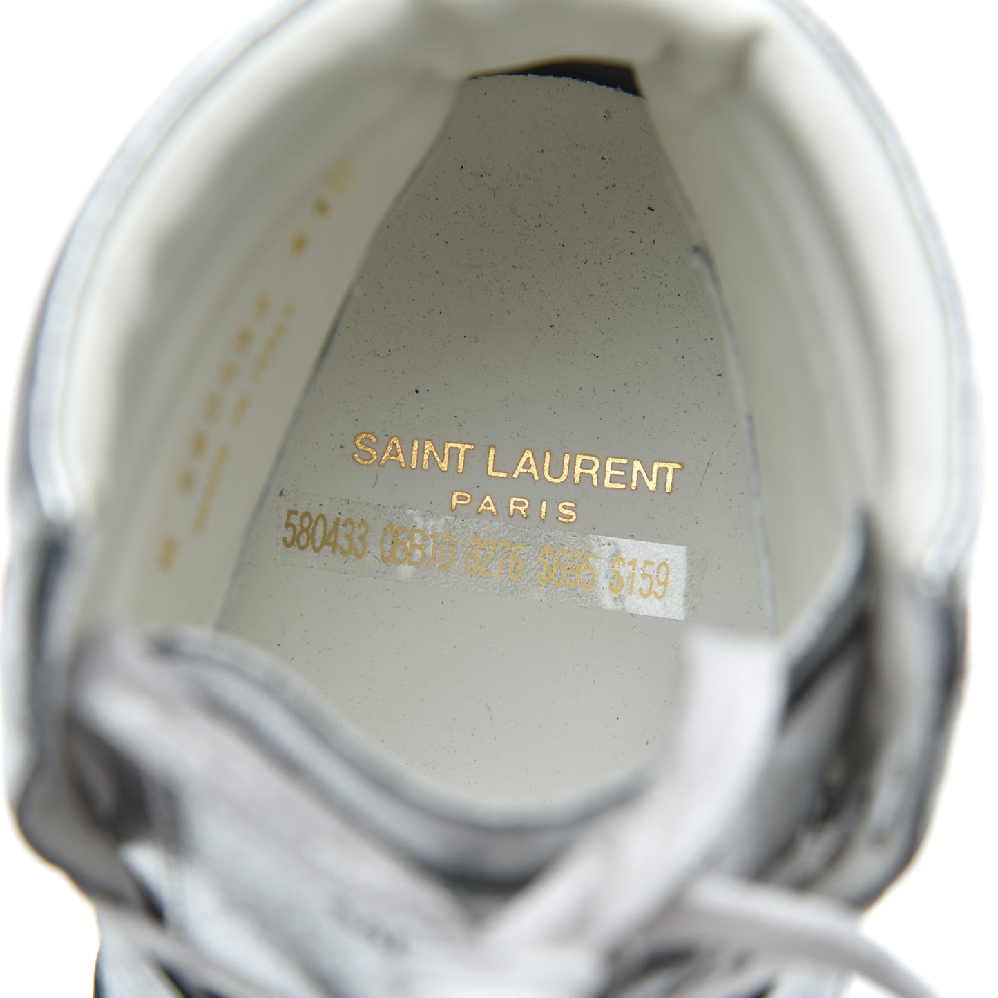 Metallic Calfskin Perforated Court Classic SL/10H High Top Sneakers 41.5 Silver