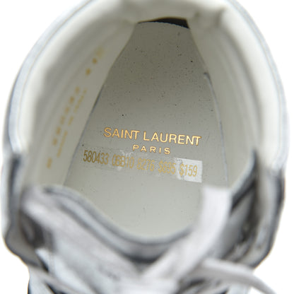 Saint Laurent Metallic Calfskin Perforated Court Classic SL/10H High Top Sneakers 41.5 Silver 6 of 17