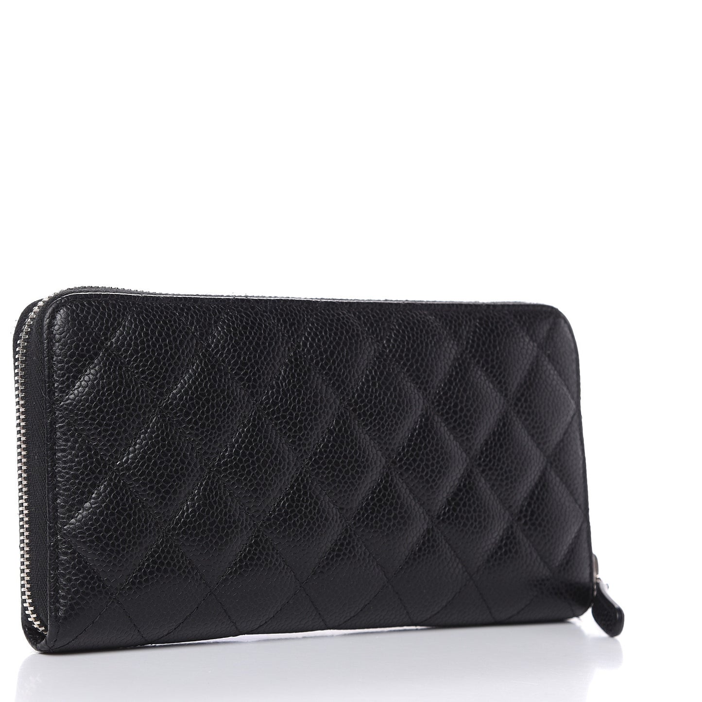 Caviar Quilted Large Gusset Zip Around Wallet Black