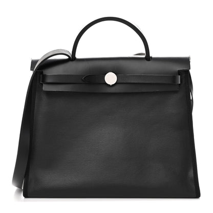 Hermes Toile H Berline Vache Hunter Herbag Zip PM 31 Black Ecru 3 of 11