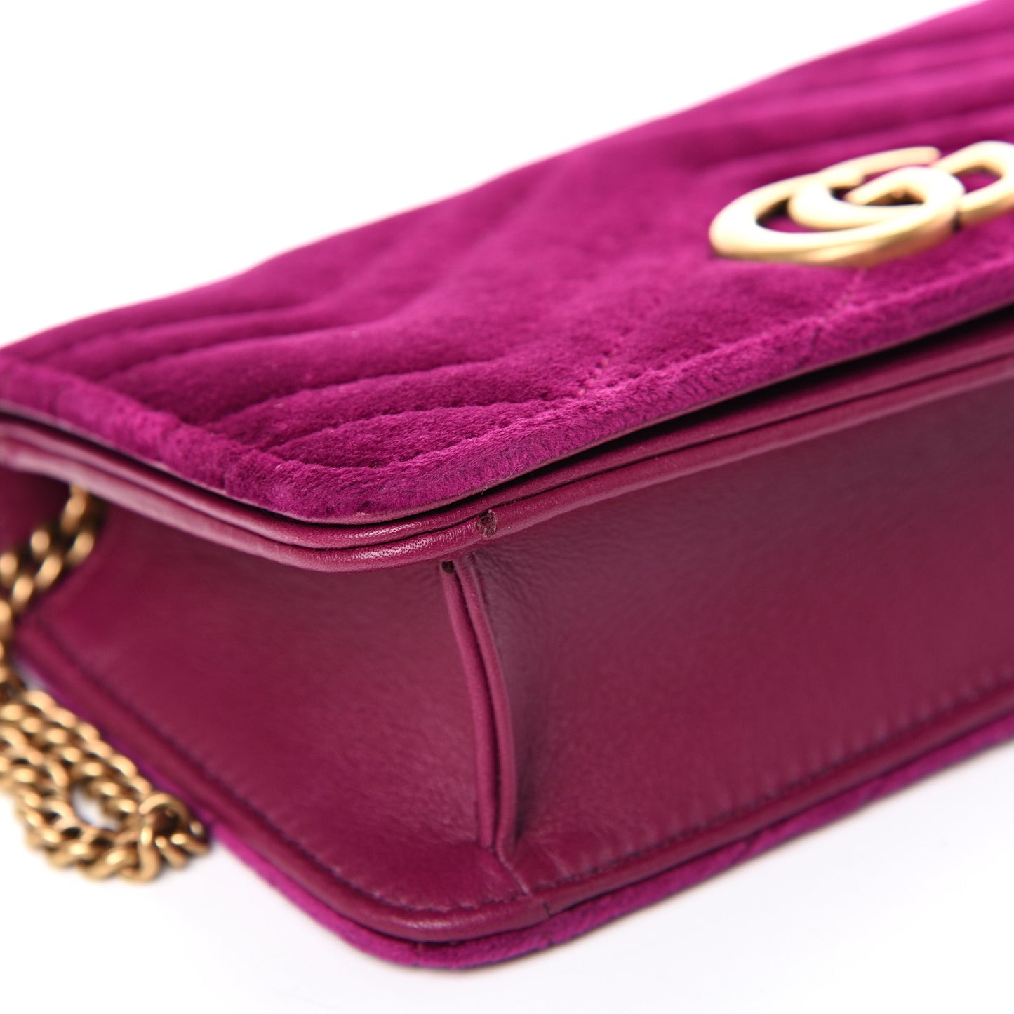 Velvet Matelasse GG Marmont Mini Bag Fuchsia Violet Cyclamen