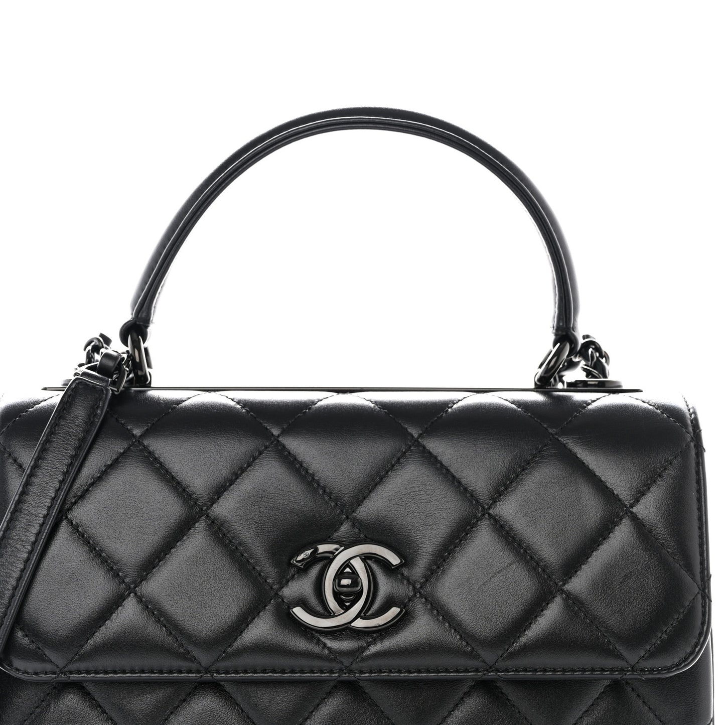 Lambskin Quilted Small Trendy CC Dual Handle Flap Bag So Black