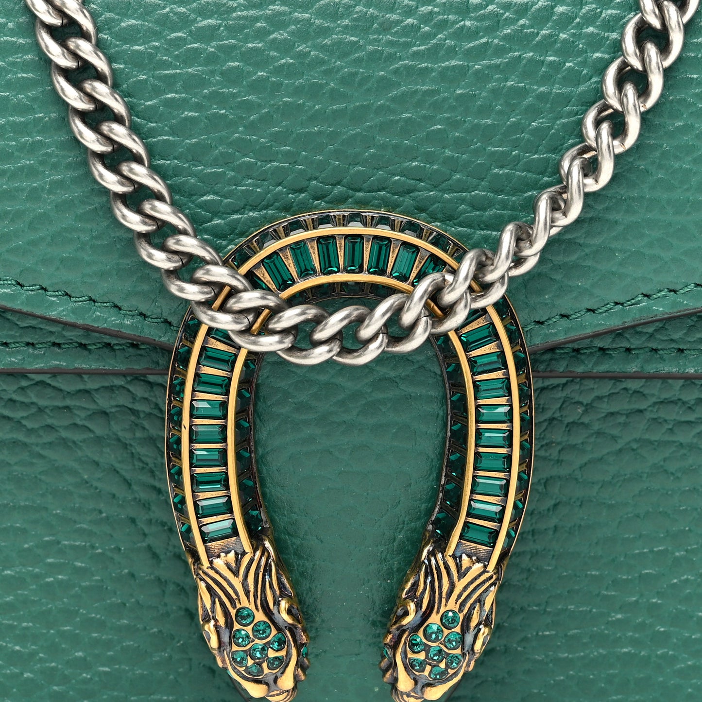 Dollar Calfskin Crystal Mini Dionysus Top Handle Bag Emerald