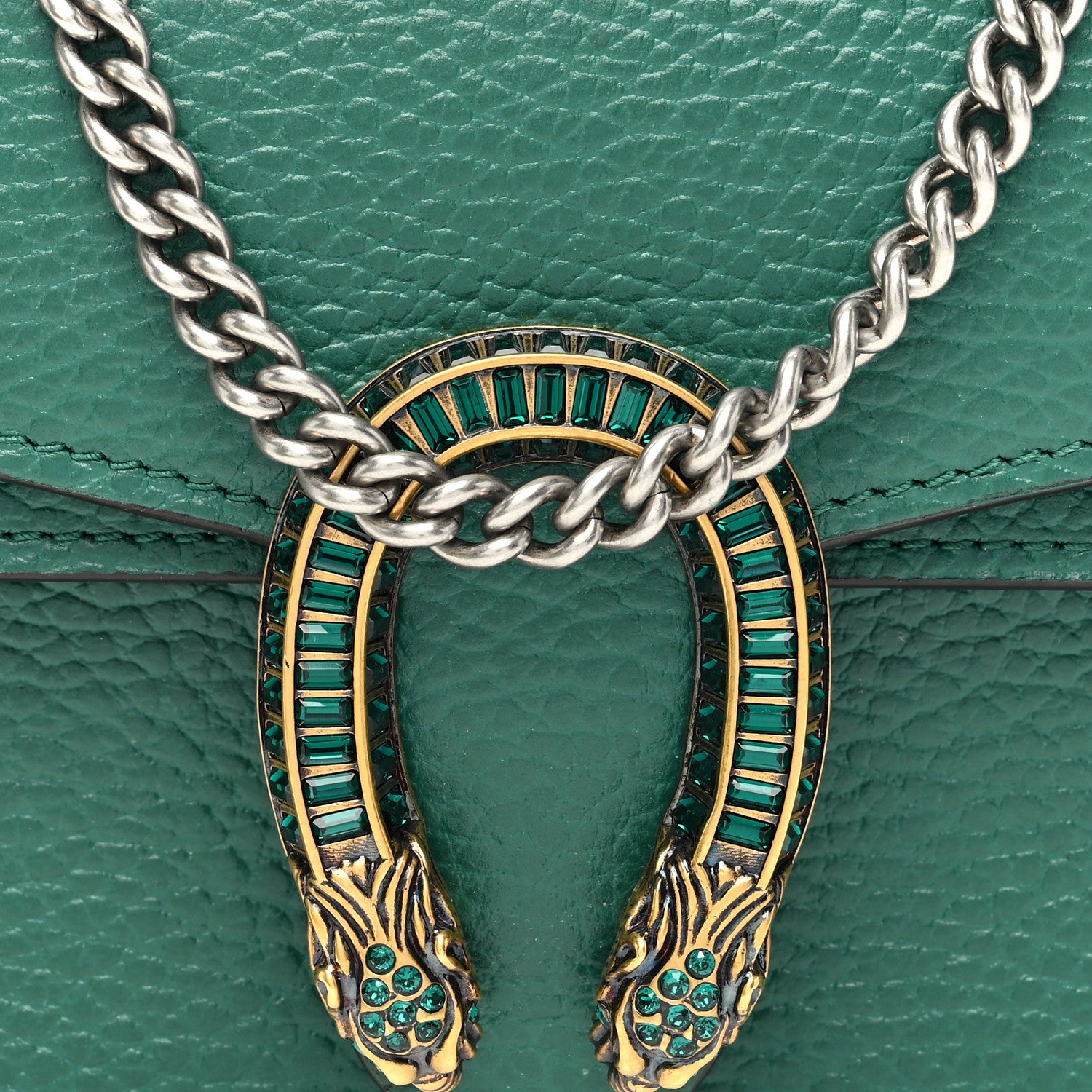 Gucci Dollar Calfskin Crystal Mini Dionysus Top Handle Bag Emerald 7 of 10