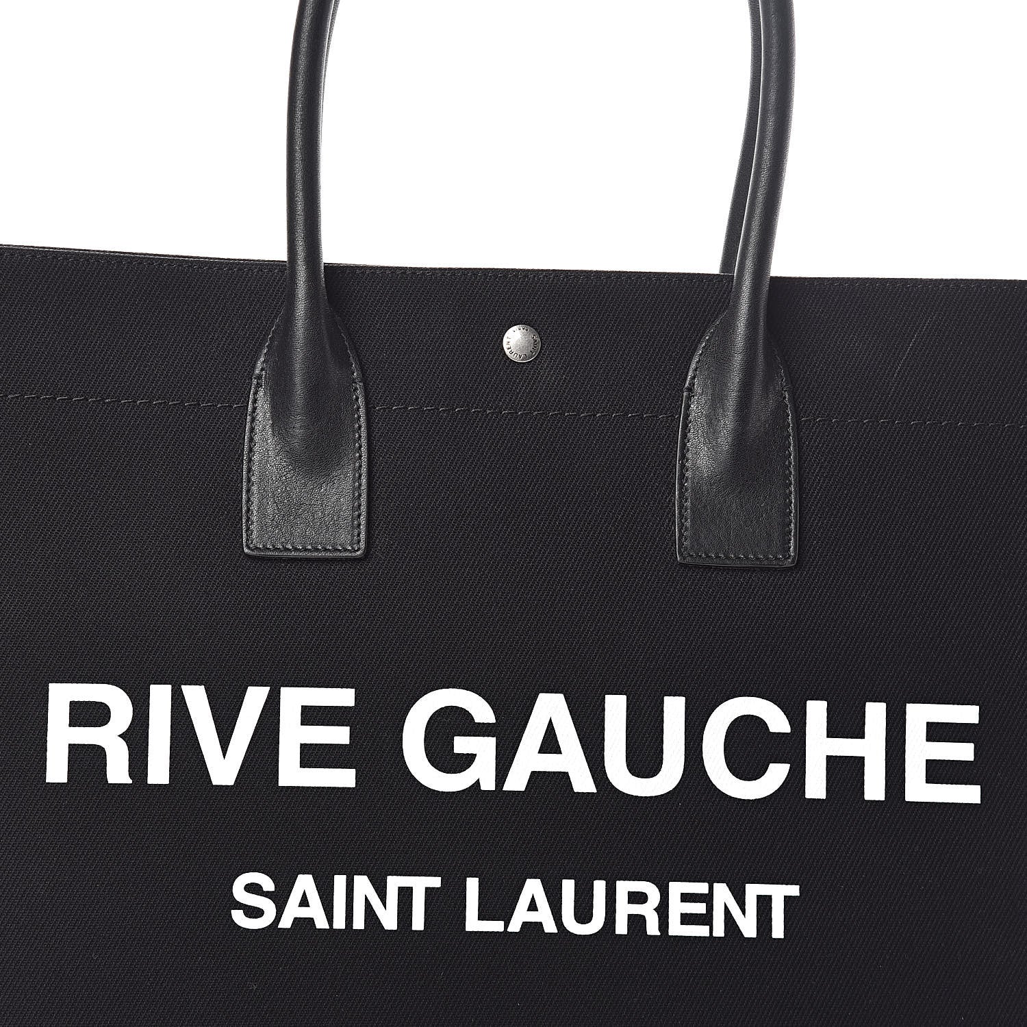 Saint Laurent Linen Calfskin Rive Gauche Tote Black 9 of 9