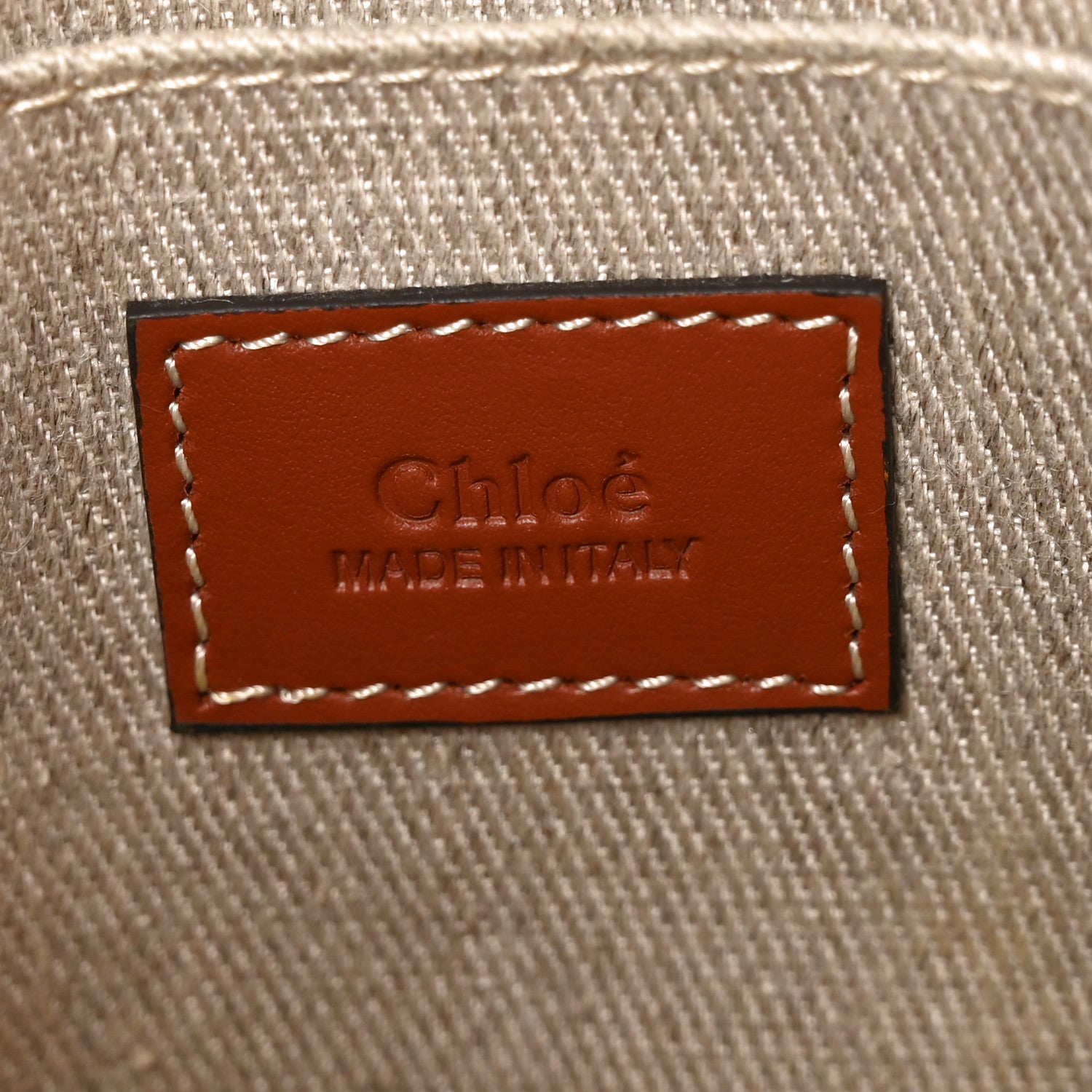 Chloe Cotton Calfskin Small Woody Ribbon Fringe Tote White Brown 6 of 10