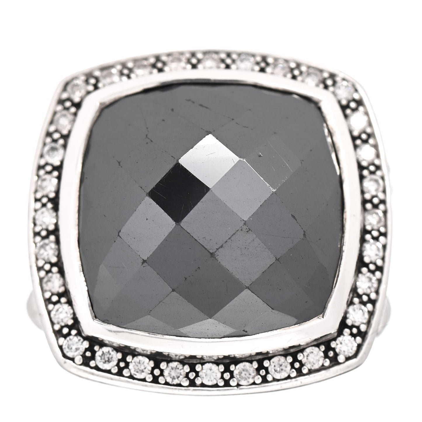 Sterling Silver Diamond Hematine 17mm Albion Ring 52 6
