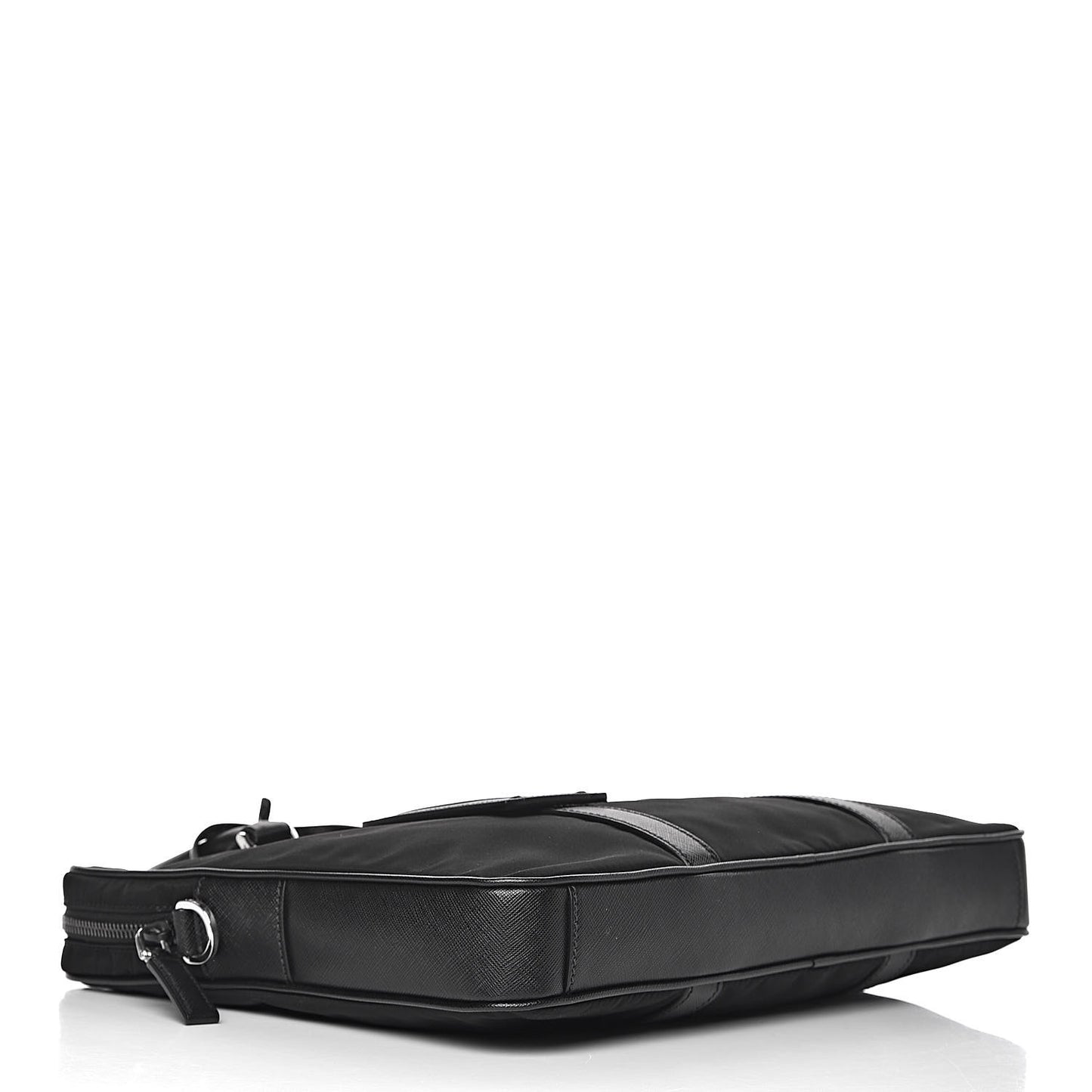 Tessuto Nylon Saffiano Metal Triangle Logo Work Bag Black
