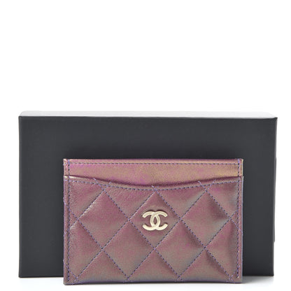 Chanel Iridescent Lambskin Quilted Card Holder Purple 10 of 10