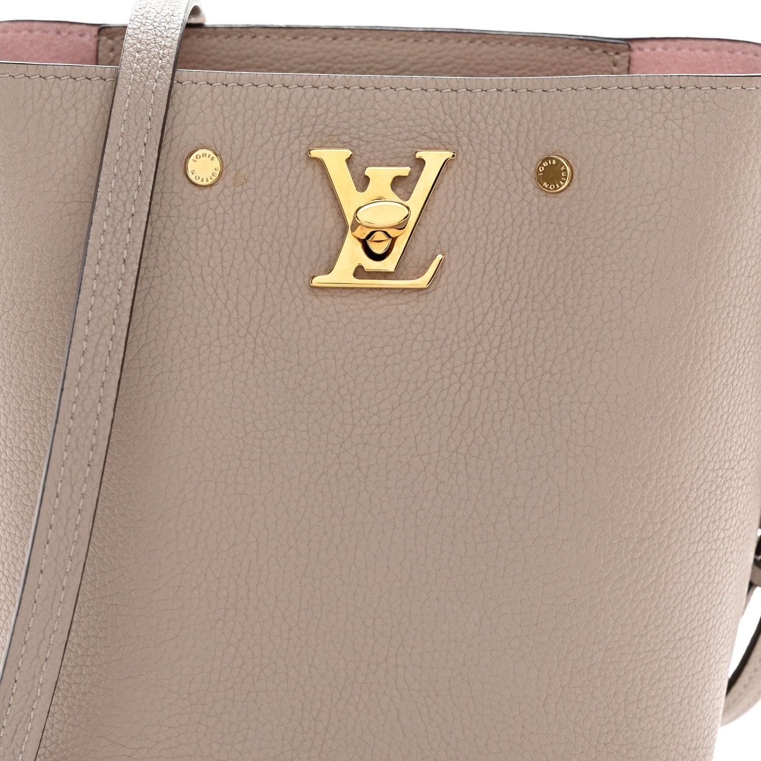 Louis Vuitton Calfskin Nano Lockme Bucket Greige 7 of 9