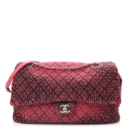 Chanel Denim Quilted Denimpression XXL Flap Red Black 1 of 10