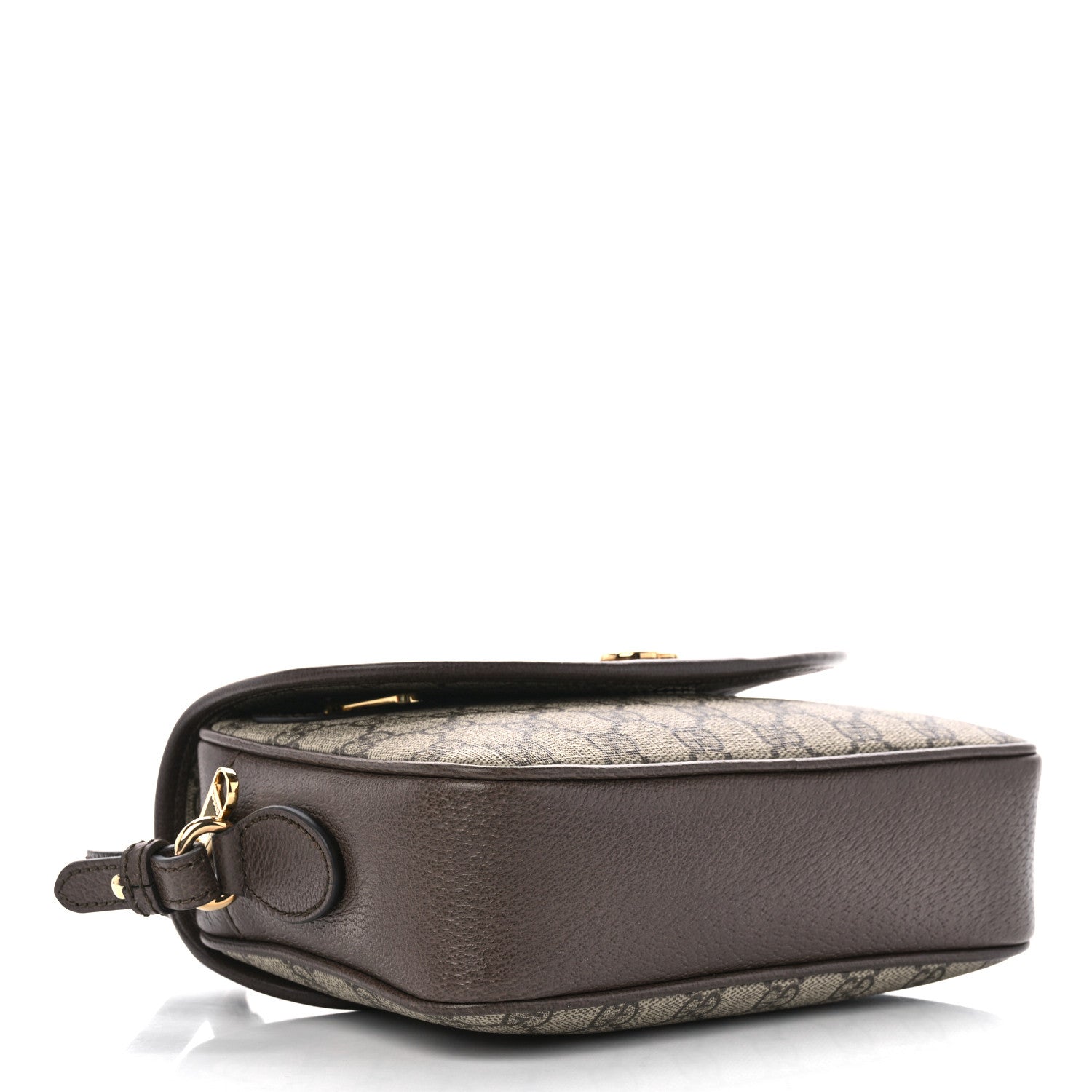 Gucci GG Supreme Monogram Textured Dollar Calfskin Web Studded Mini Ophidia Flap Shoulder Bag Beige Ebony New Acero 4 of 11