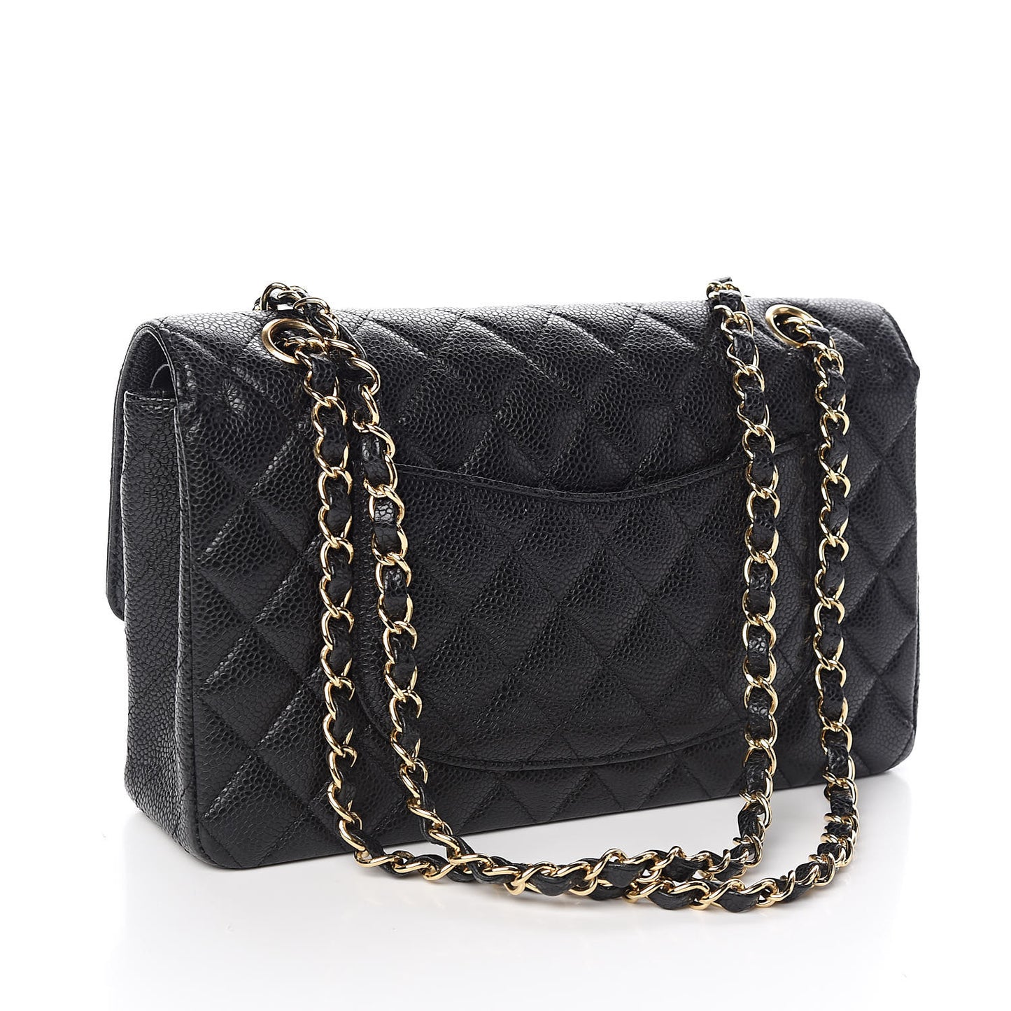 Caviar Quilted Medium Double Flap Black