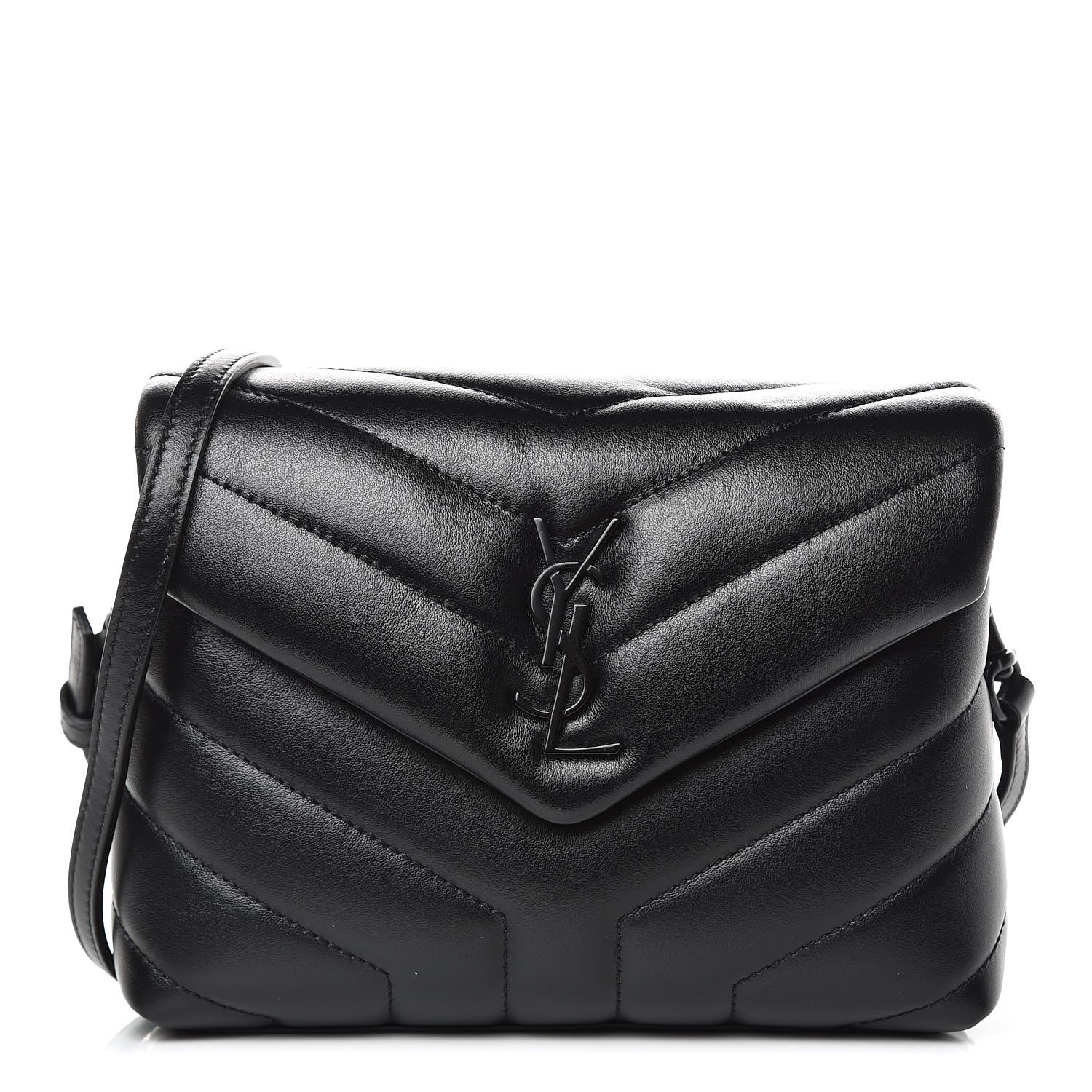 Saint Laurent Calfskin Y Quilted Monogram Toy Loulou Crossbody Bag Black 1 of 10