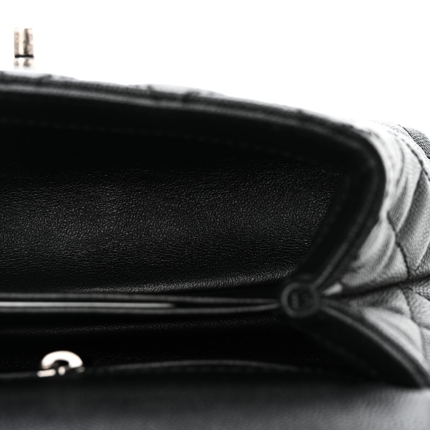 Caviar Lizard Embossed Quilted Mini Coco Handle Flap Black