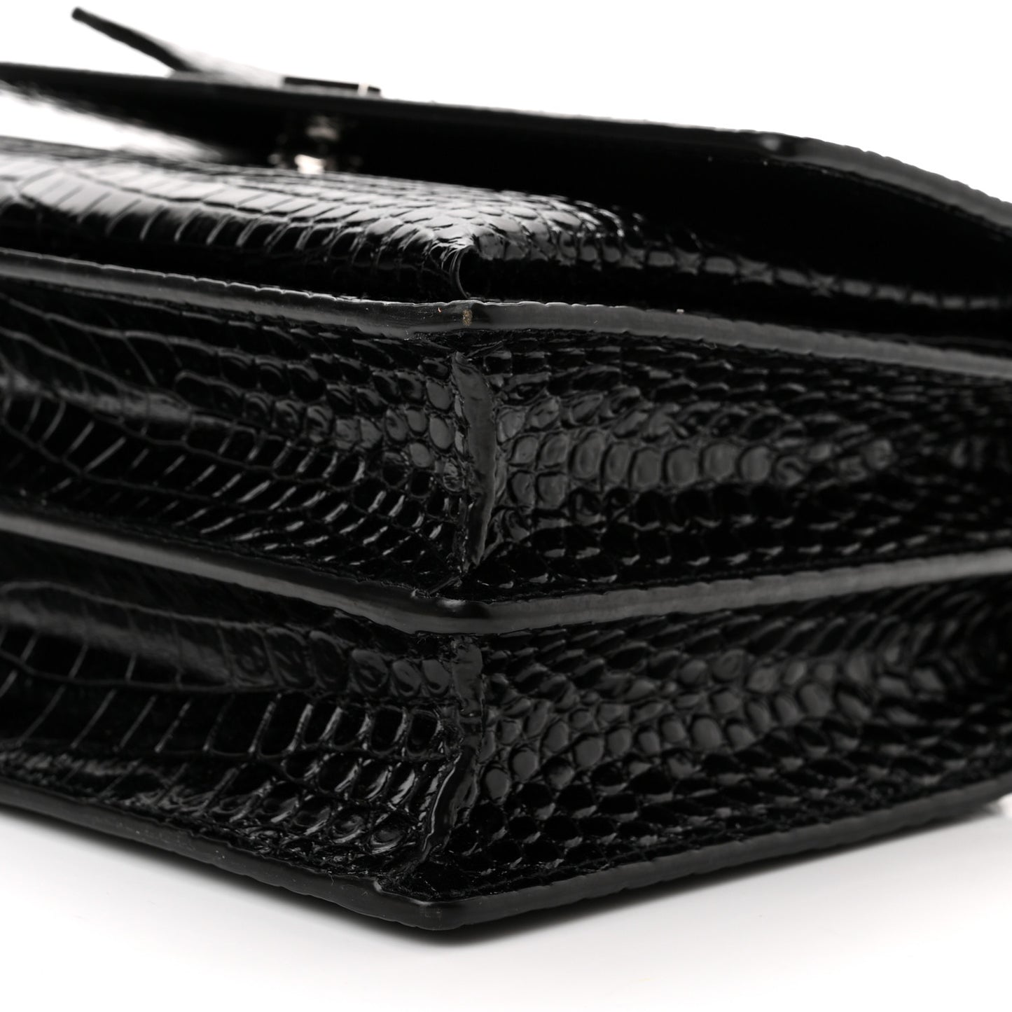 Calfskin Crocodile Embossed Medium Monogram Sunset Black