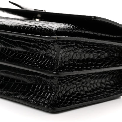 Saint Laurent Calfskin Crocodile Embossed Medium Monogram Sunset Black 9 of 9