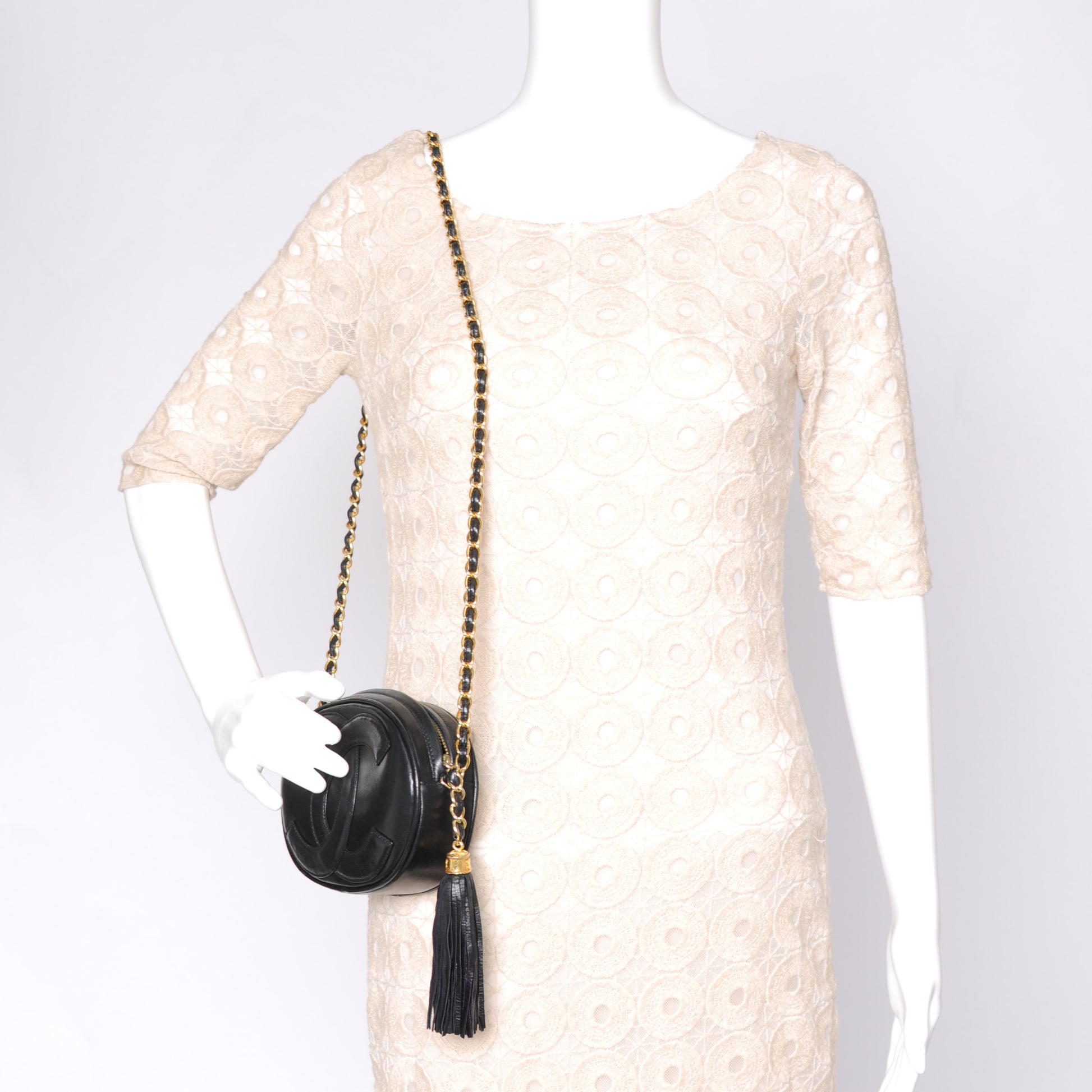 Chanel Lambskin CC Tassel Bag Black 2 of 8