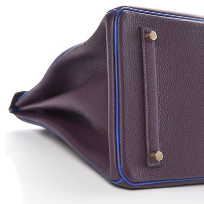 Hermes Togo Horseshoe Birkin 35 Raisin Bleu Electrique 29 of 30