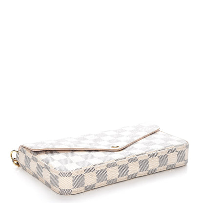 Louis Vuitton Damier Azur Pochette Felicie Chain Wallet Rose Ballerine 4 of 10