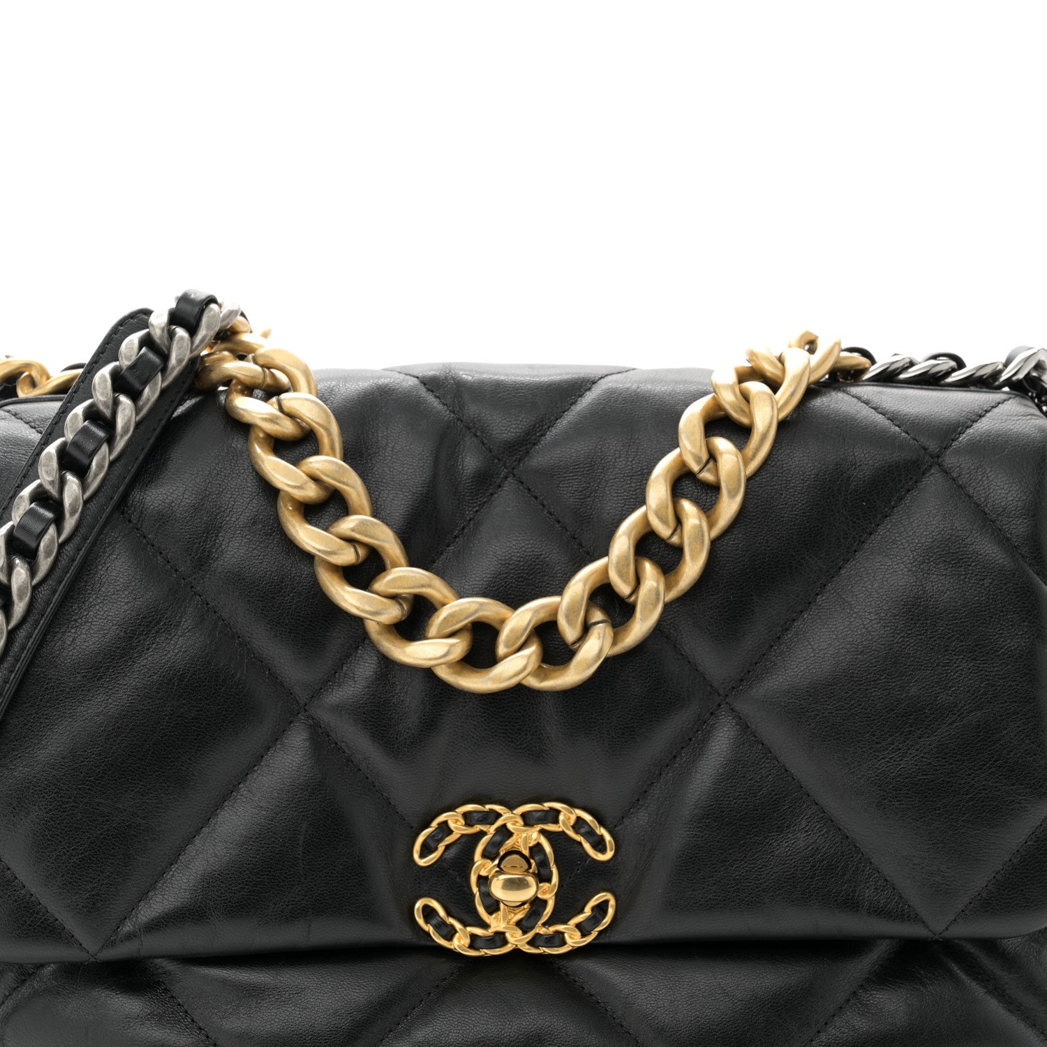 Chanel Goatskin Quilted Large Chanel 19 Flap Black 8 of 10