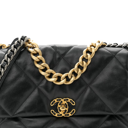 Chanel Goatskin Quilted Large Chanel 19 Flap Black 8 of 10
