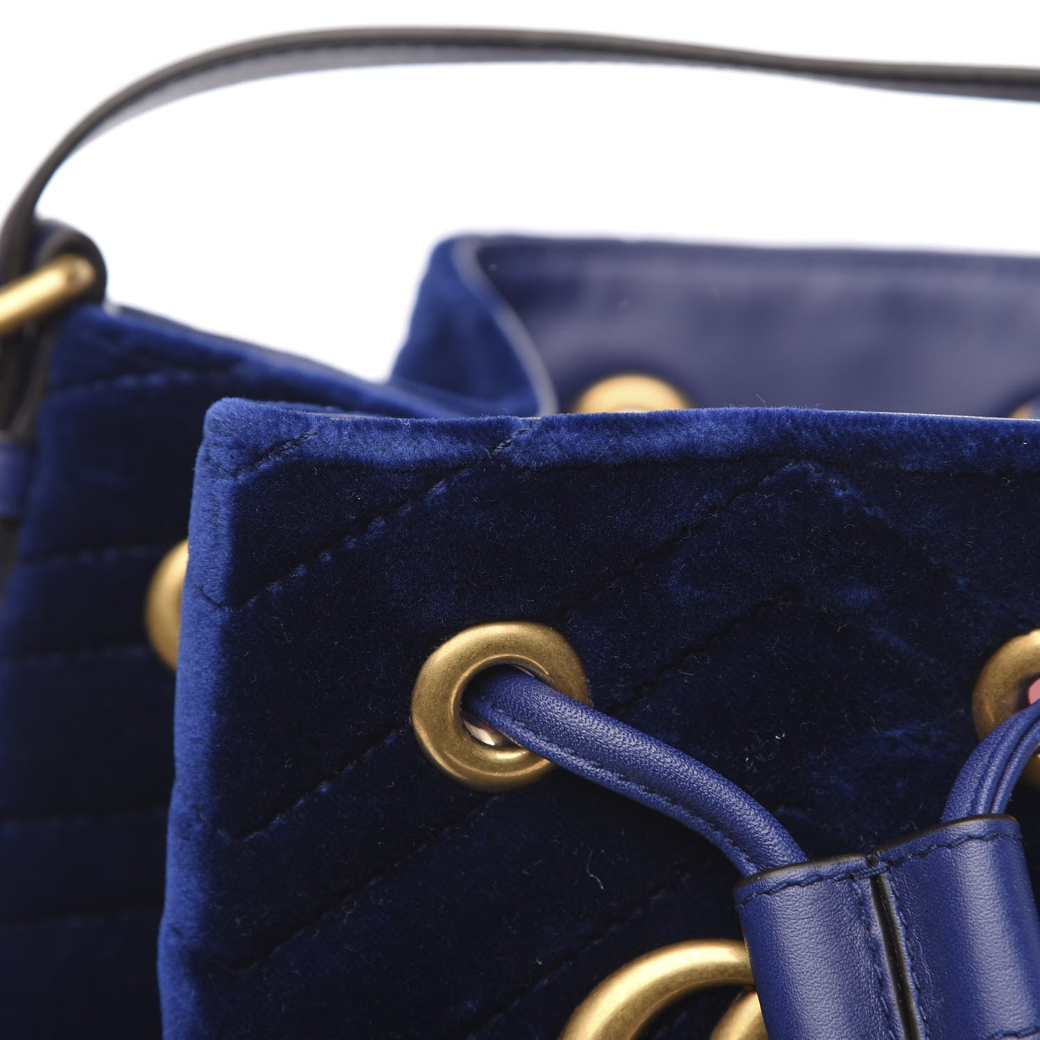 Gucci Velvet Matelasse GG Marmont Bucket Bag Cobalt Blue 12 of 12
