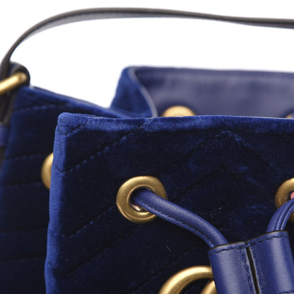 Gucci Velvet Matelasse GG Marmont Bucket Bag Cobalt Blue 12 of 12