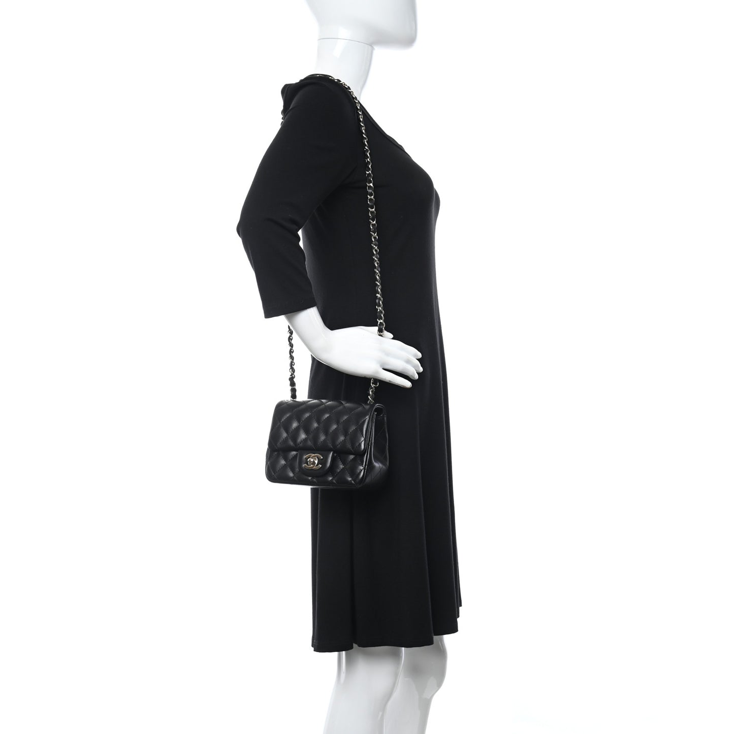Lambskin Quilted Mini Square Flap Black