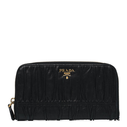 Prada Nappa Gaufre Zip Around Wallet Black 1 of 10