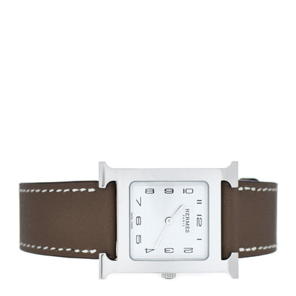 Hermes Stainless Steel Swift 26mm Heure H Hour Quartz Watch Etoupe 2 of 5