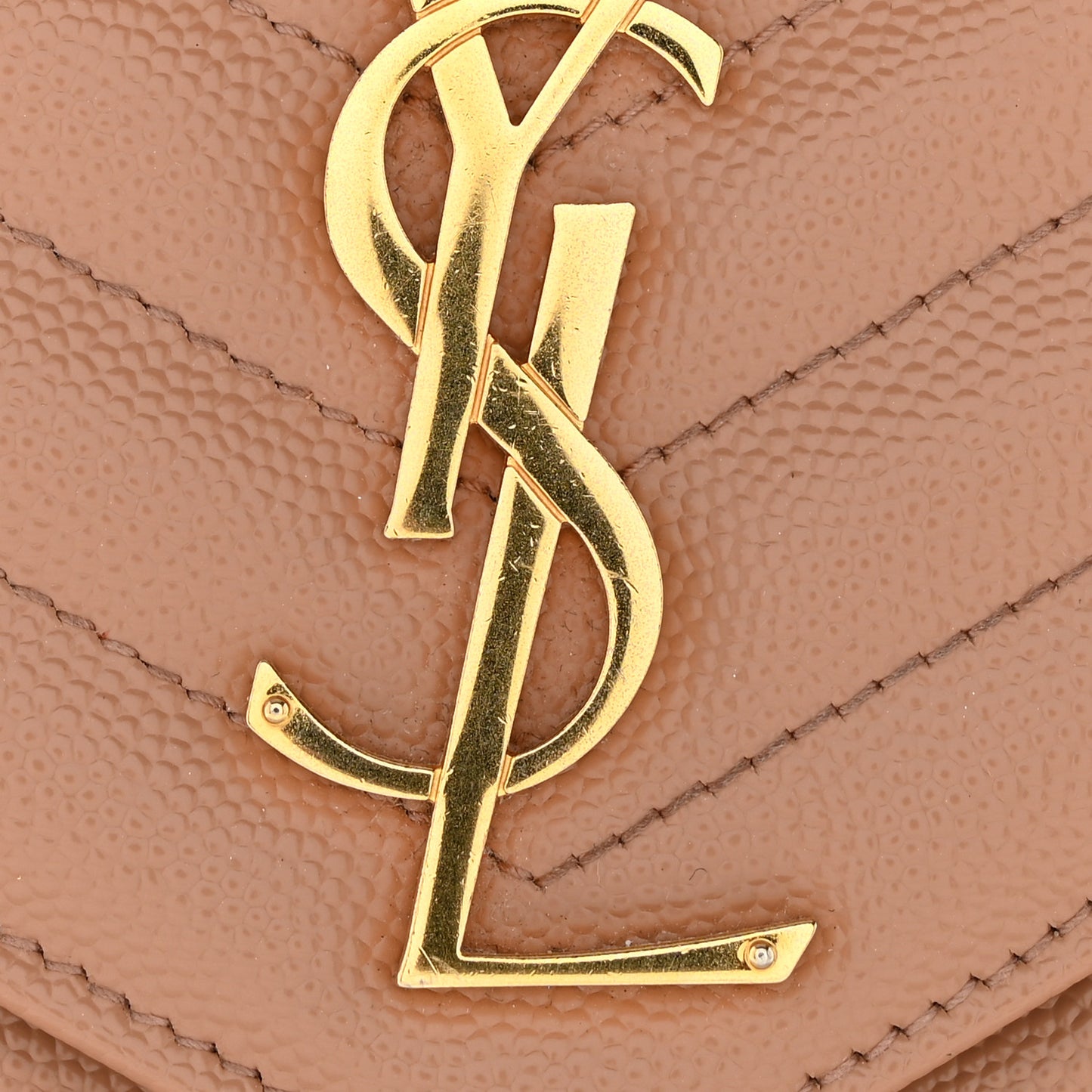 Grain De Poudre Matelasse Chevron Monogram Chain Wallet Vintage Peach