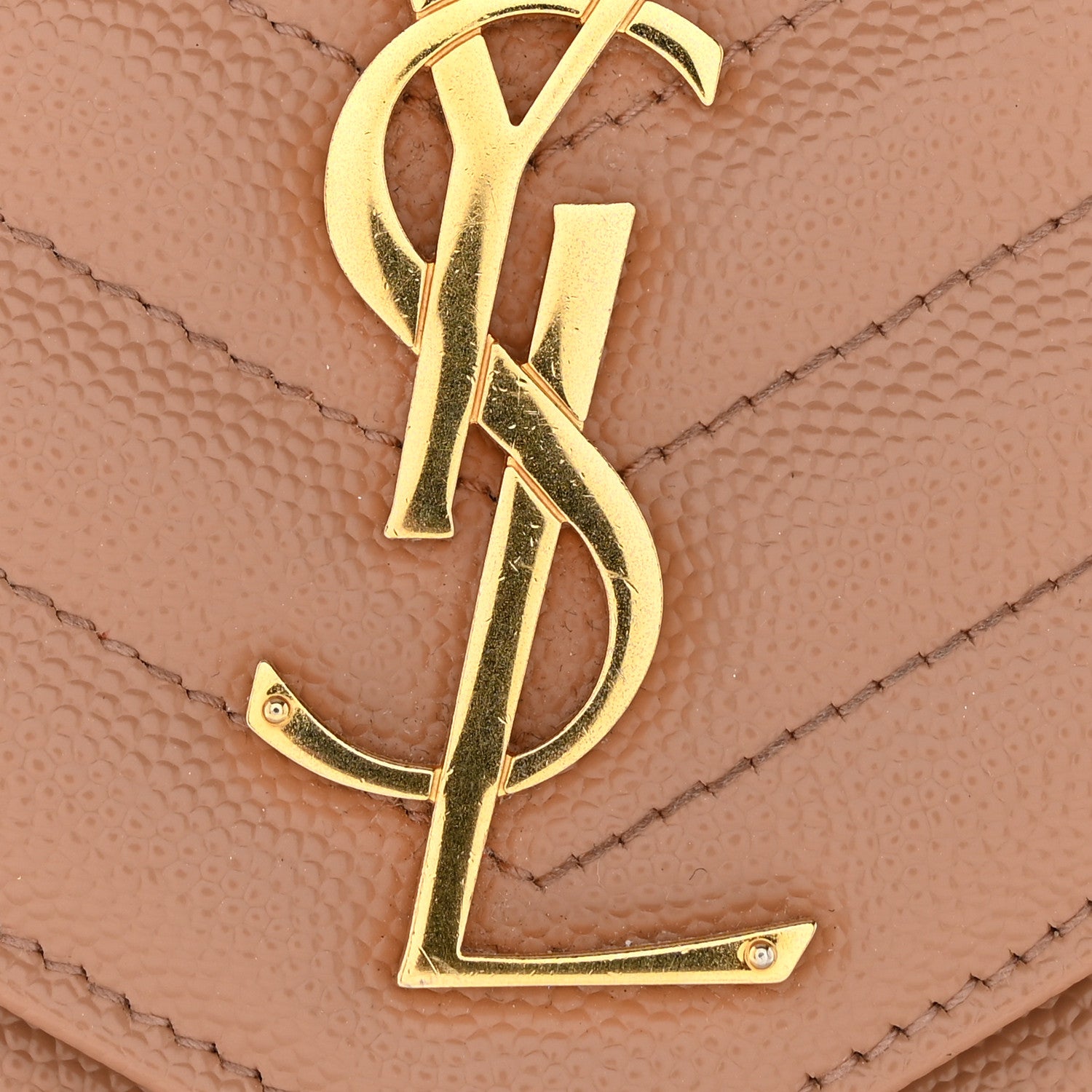 Saint Laurent Grain De Poudre Matelasse Chevron Monogram Chain Wallet Vintage Peach 11 of 11