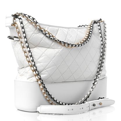 Chanel Aged Calfskin Quilted Large Gabrielle Hobo White 3 of 11